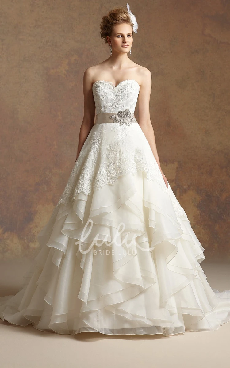 Bow Applique Sweetheart A-Line Wedding Dress