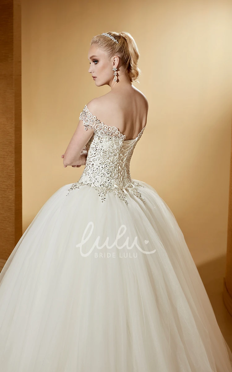 Royal Ball Gown with Beaded Bodice Sweetheart Neckline and Lace-Up Back