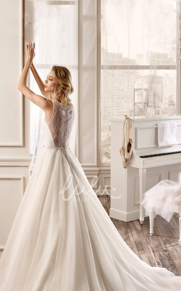 A-Line Wedding Dress with Illusive Back and Puffed Ruching Skirt Strapless Sweetheart