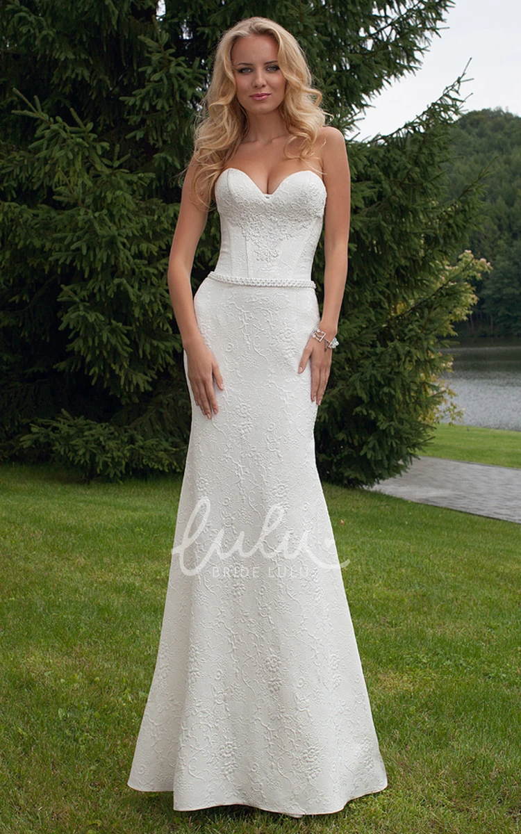 Sweetheart Lace Wedding Dress with Jewellery Appliqued Sleeveless