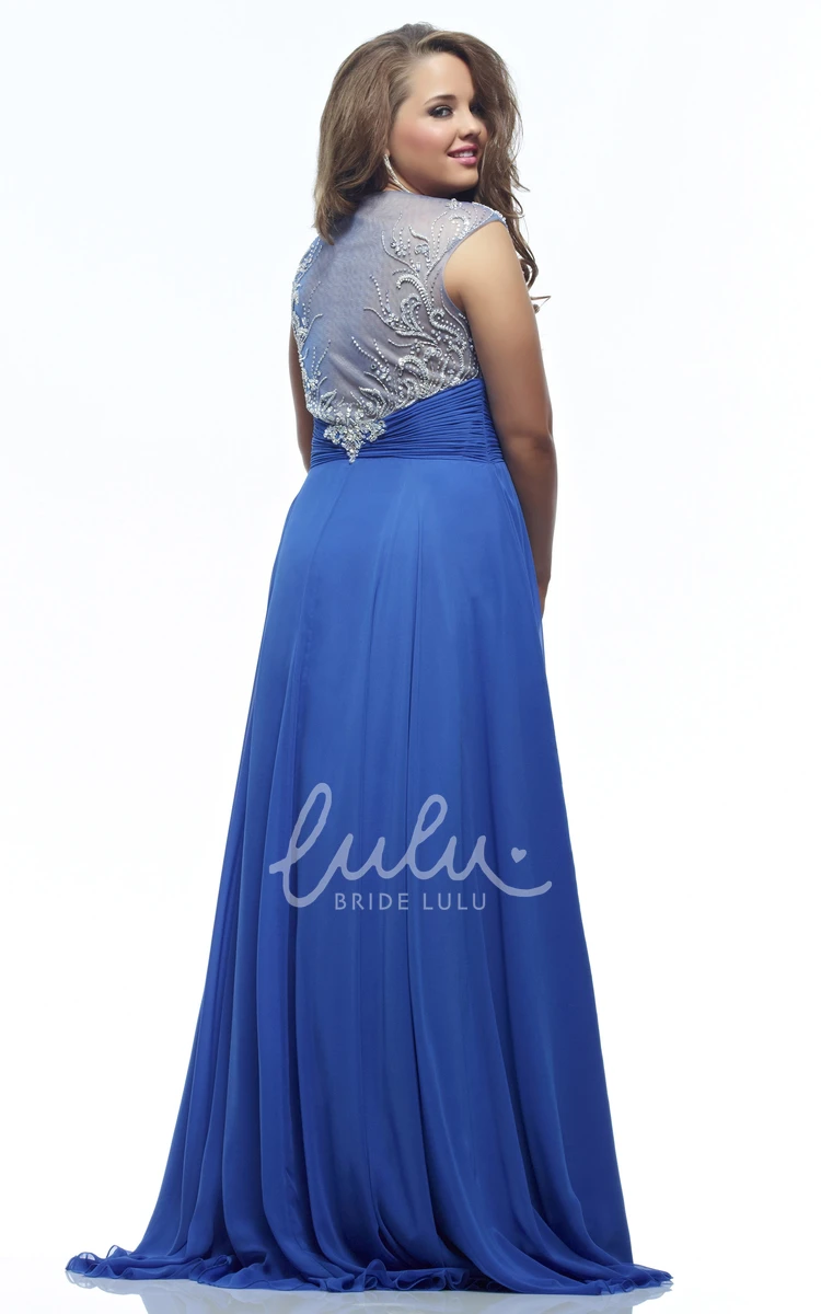 Illusion A-line Bridesmaid Dress with V-neck and Beaded Jersey Fabric