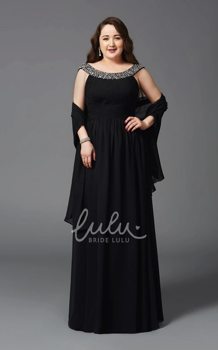 Scoop Chiffon Cape Low-V Back Elegant Dress