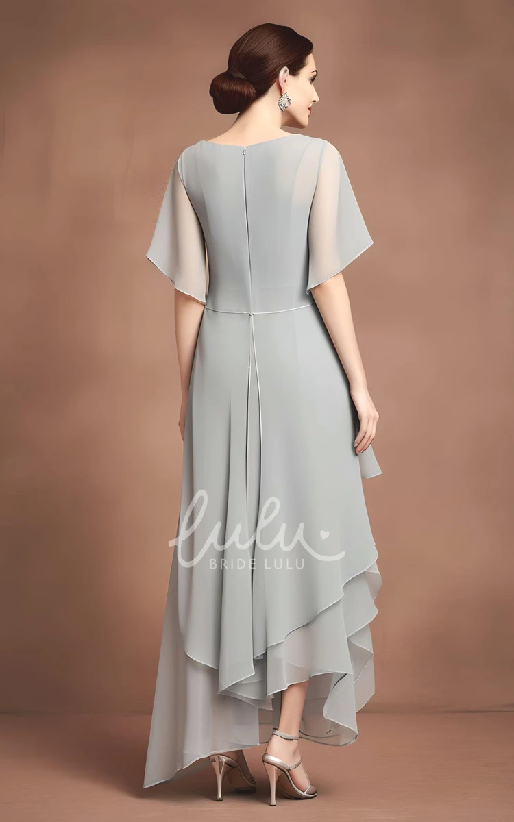 Ethereal Modern Chiffon Mother of the Bride Dress with Sheath Style and Bateau Neck Casual Floor-length
