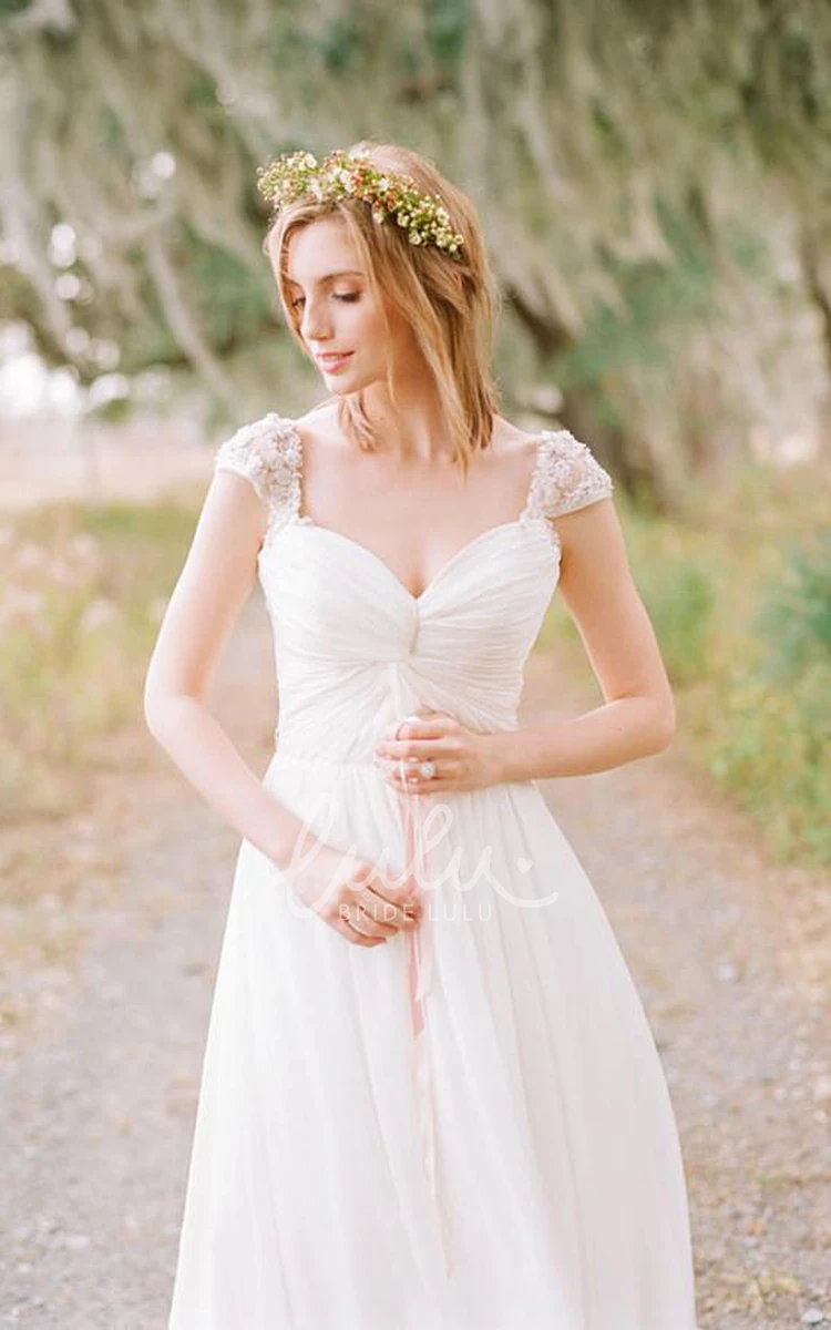 Sweetheart Chiffon A-Line Wedding Dress Flowy Beach Bridal Gown