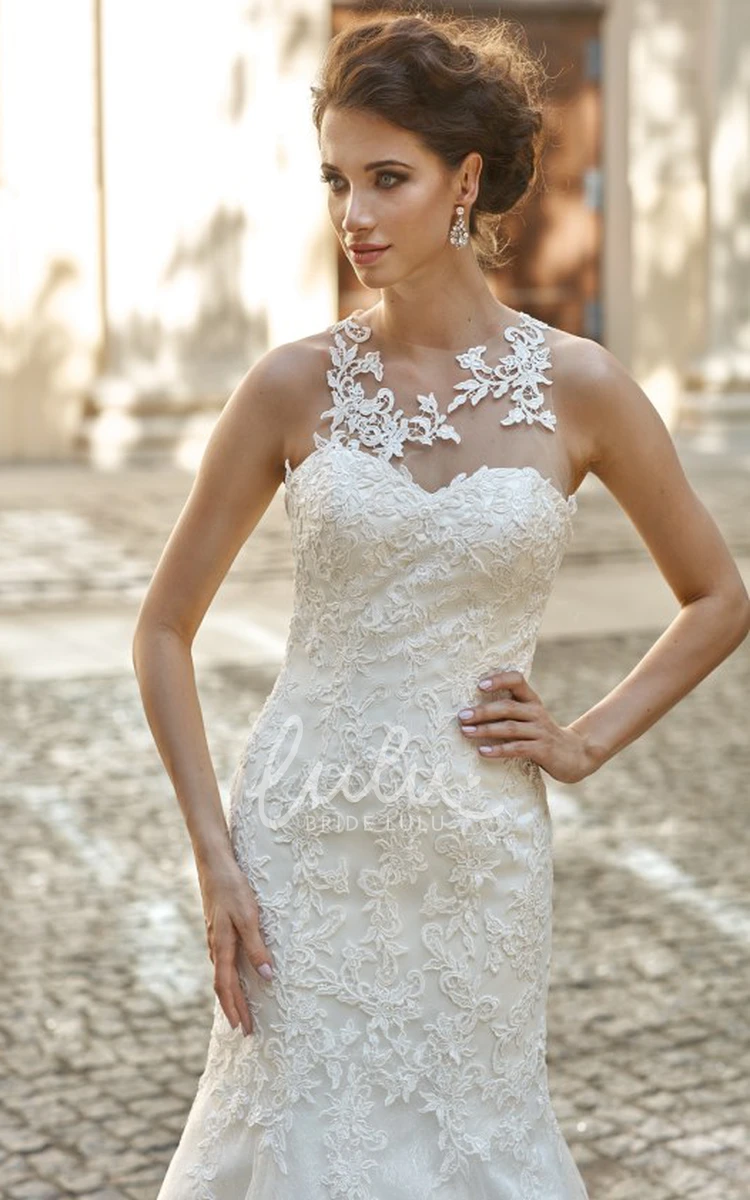 Lace Sweetheart Sheath Wedding Dress with Appliques Simple Bridal Gown