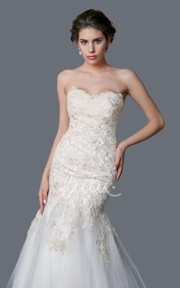 Lace Mermaid Wedding Dress with Appliques Sweetheart & Elegant