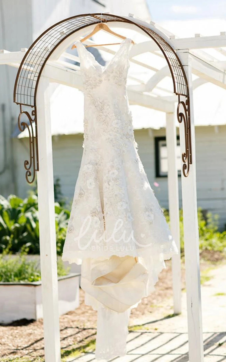 Lace Sheath Wedding Dress with V-Neckline