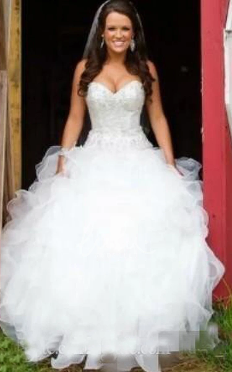 Organza Sweetheart Ball Gown Wedding Dress with Lace-Up Corset Back