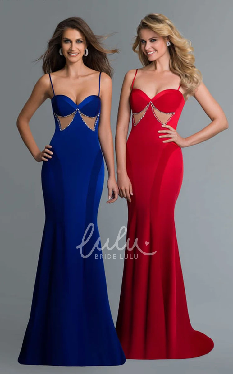 Backless Bow-Adorned Sheath Prom Dress in Jersey Fabric