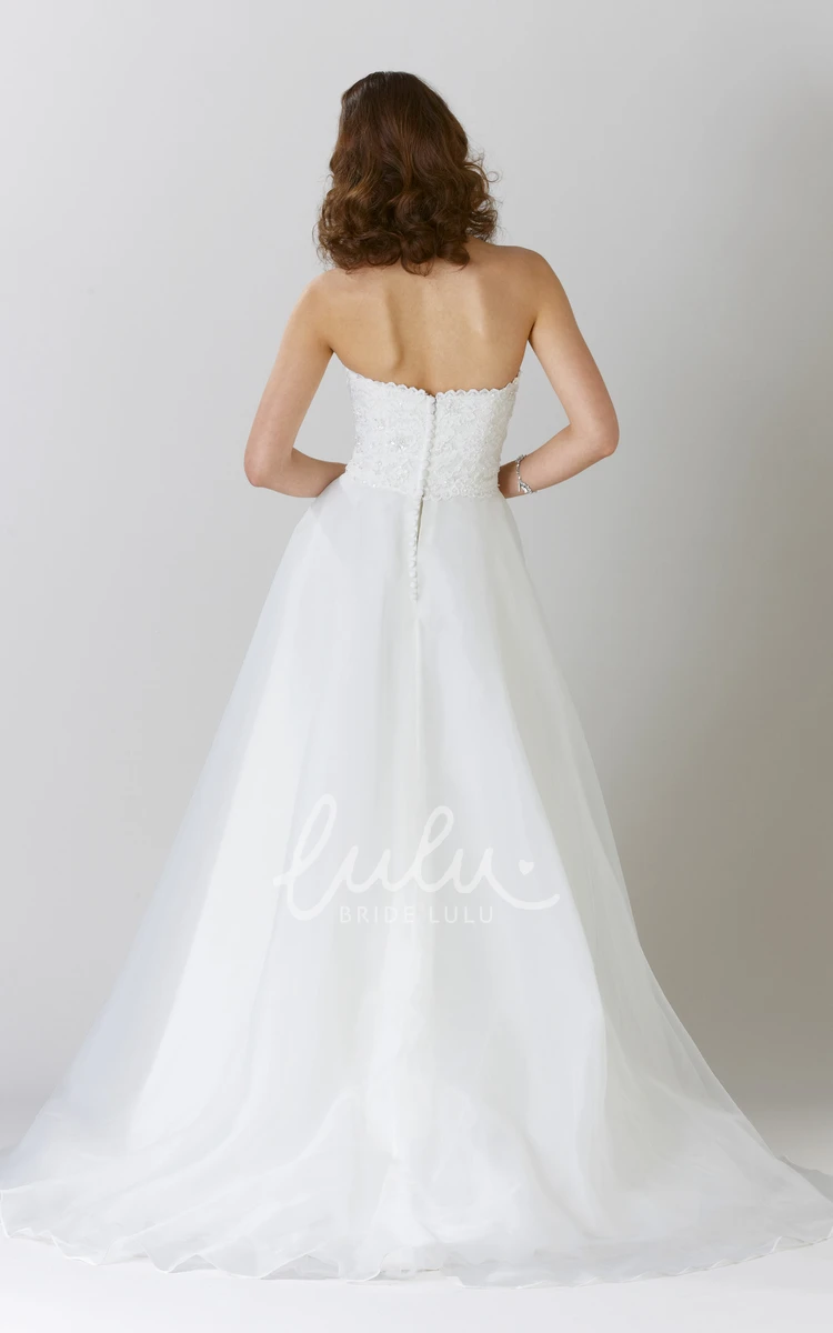 Tulle Sweetheart A-Line Wedding Dress with Beading Sweep Train