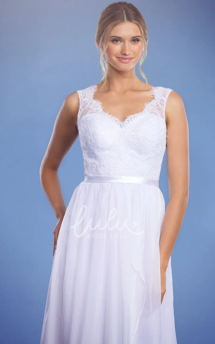 Sleeveless Lace Wedding Dress with Draping Sheath Style