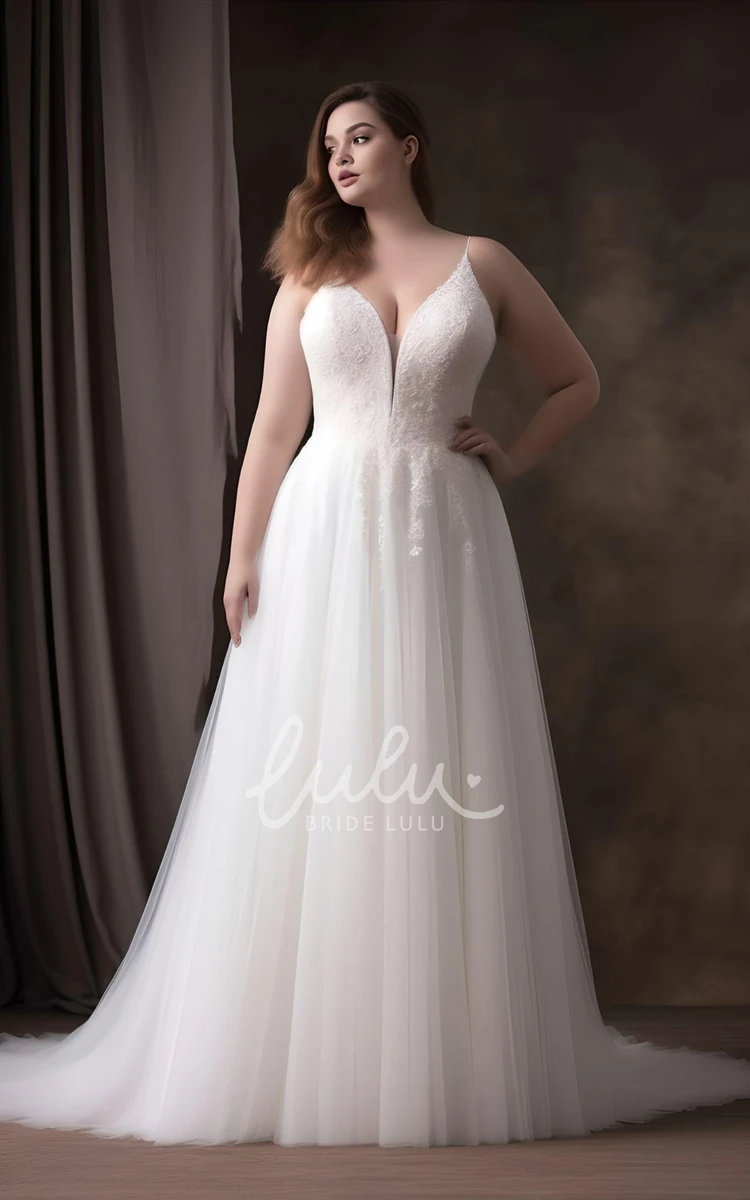 Plus Size A-Line Tulle Wedding Dress Elegant Country Garden Boho