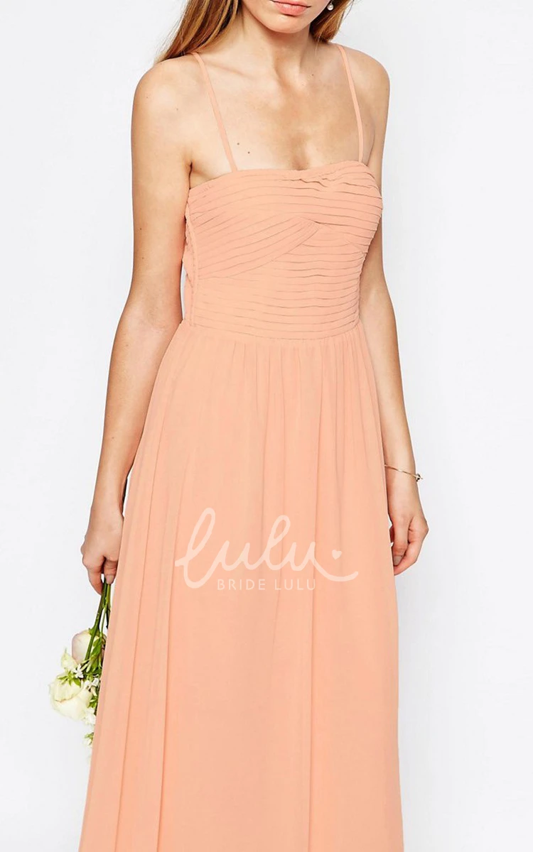 Ruched Strapless Chiffon Bridesmaid Dress Ankle-Length Sheath