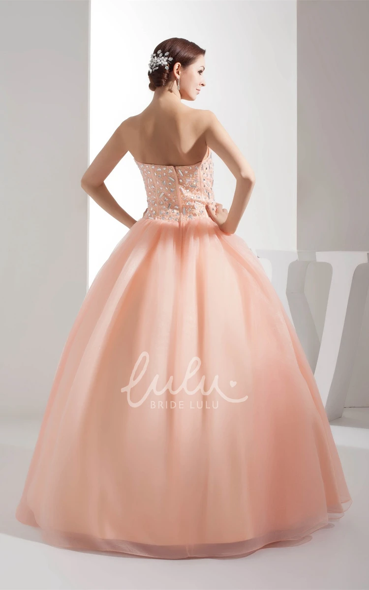 Tulle Ball Gown Prom Dress with Beading Sleeveless Sweetheart Style