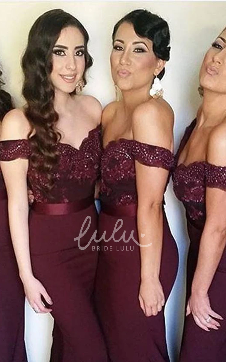 Off-the-Shoulder Lace Mermaid Bridesmaid Dress Stunning Formal Dress