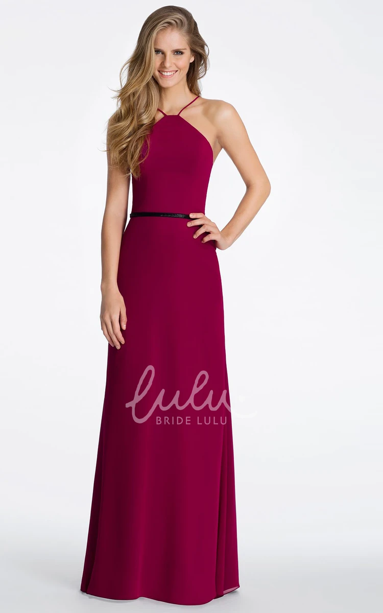 Spaghetti Strap Chiffon Bridesmaid Dress Flowy Prom Dress