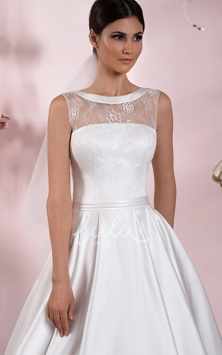 Satin A-Line Wedding Dress with Lace-Up Back and Bow Detail