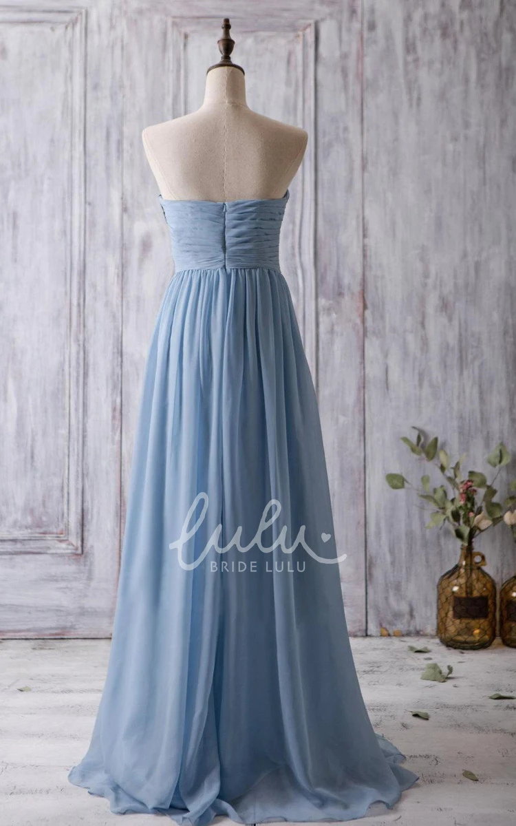 A-line Chiffon Bridesmaid Dress with Sweetheart Neckline and Pleats