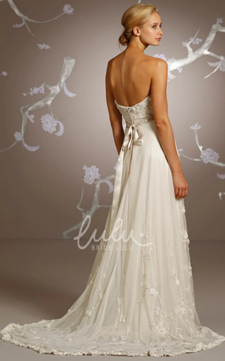 Floor Length Embroidered Dress with Hand-beading and Scalloped Hem for Weddings