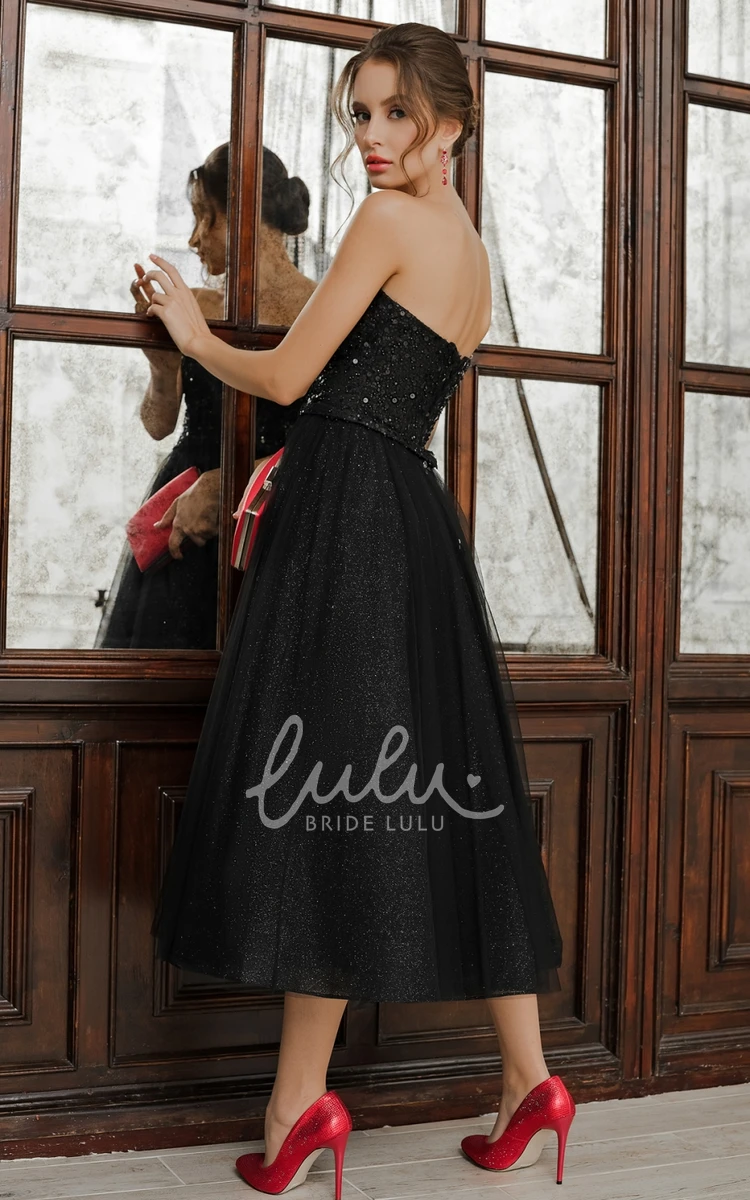A-Line Tulle Sequins Off-shoulder Modern Prom Dress for Women