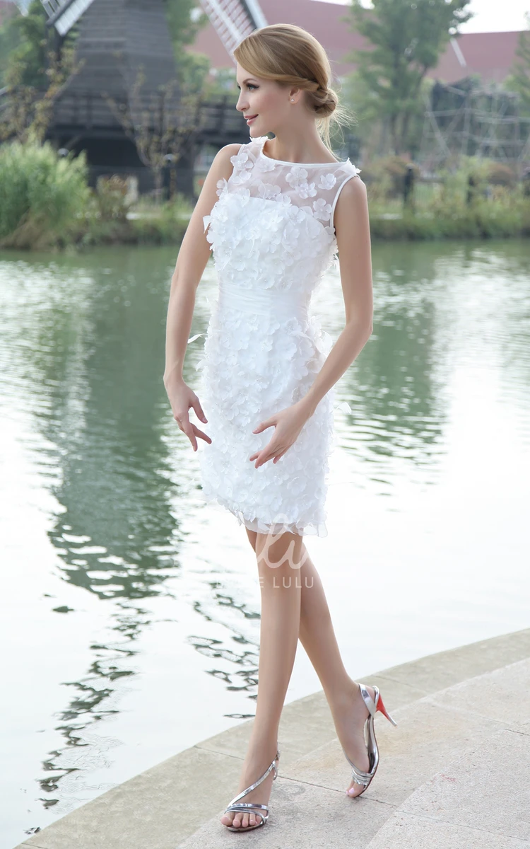 Organza Bodycon Wedding Gown With Flowers Appliques Modern & Bateau-Neck