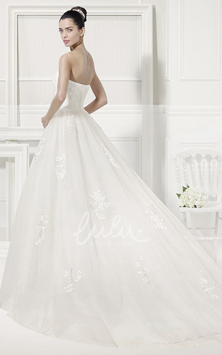 Tulle Sweetheart Wedding Dress with Embroidery Details and Pleats