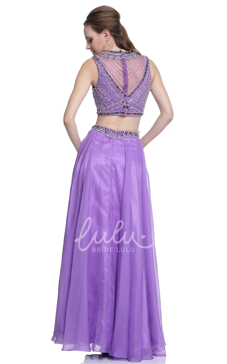 Two-Piece Illusion Maxi Dress with Beading for Bridesmaids