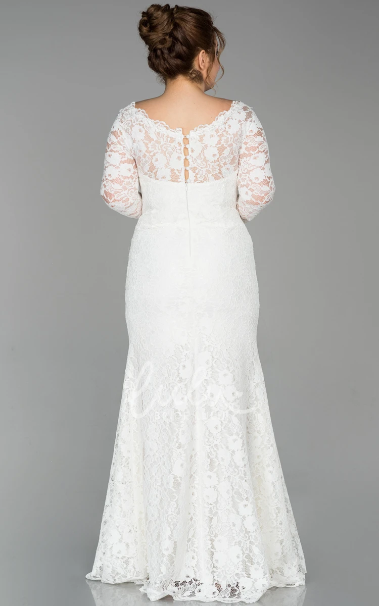 Modern Long Sleeve Lace Wedding Dress with Floor-length Sheath