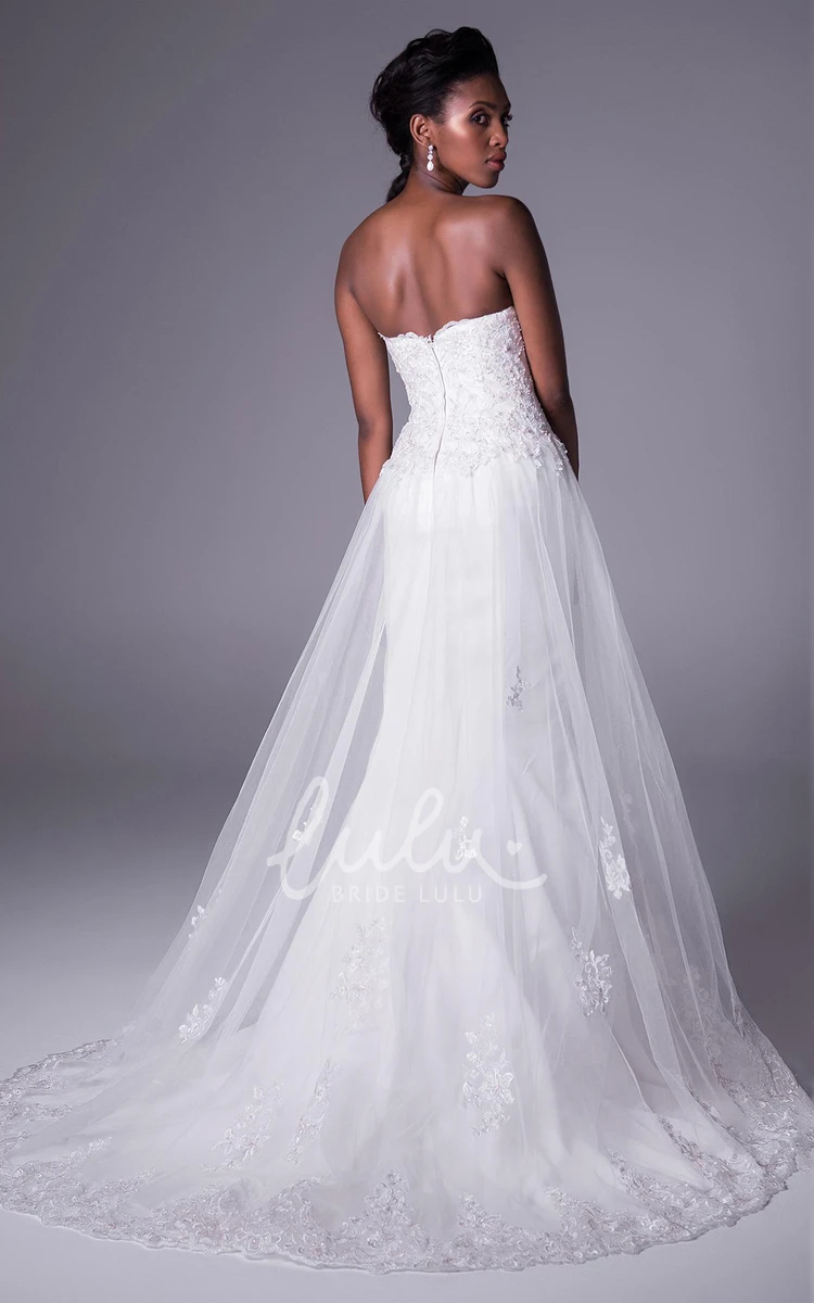 Sleeveless Maxi A-Line Lace and Tulle Wedding Dress with Appliques