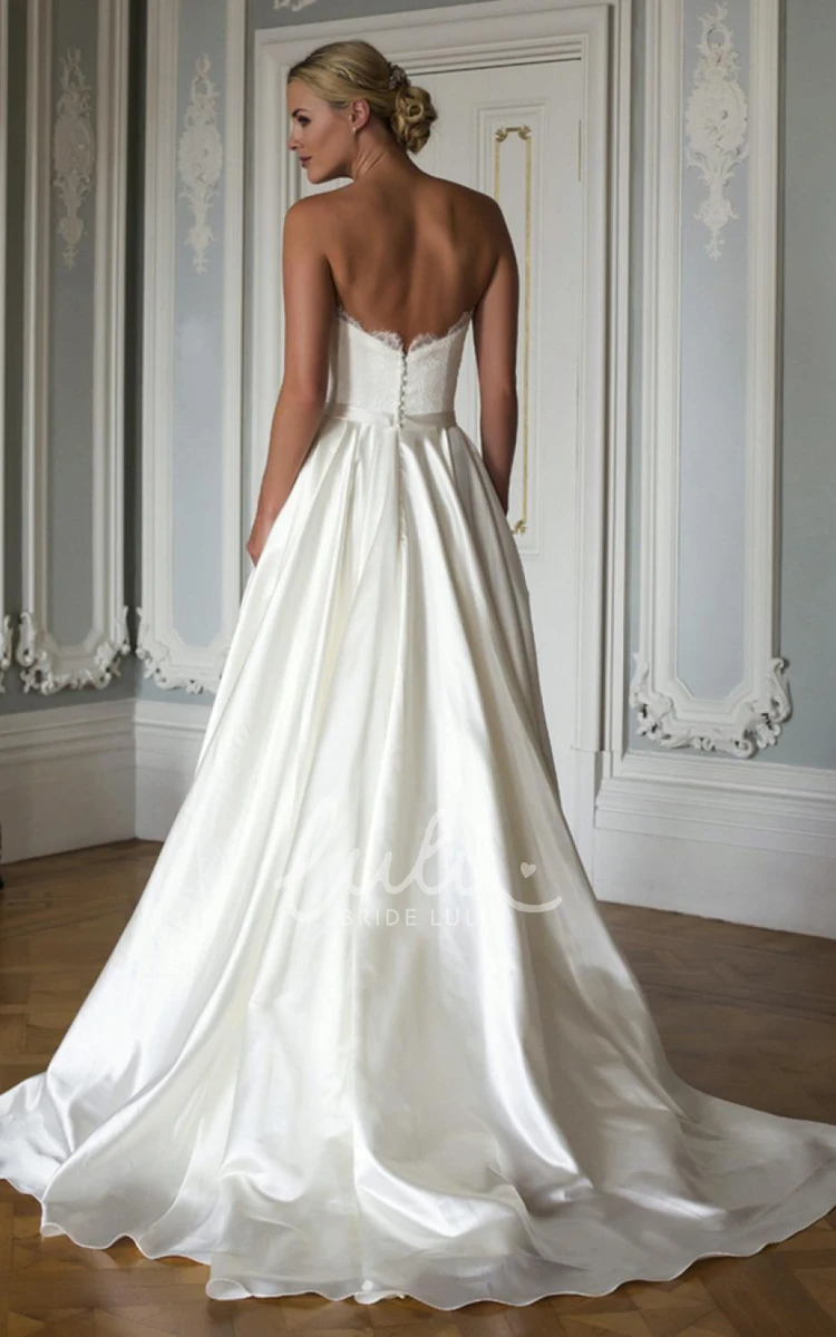 Sweetheart Satin Wedding Dress with Appliques A-Line Floor-Length