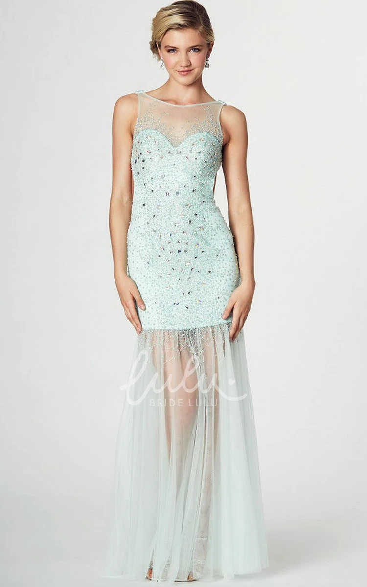 Beaded Tulle Sleeveless Prom Dress with Pleats and Straps Elegant Formal Dress 2025