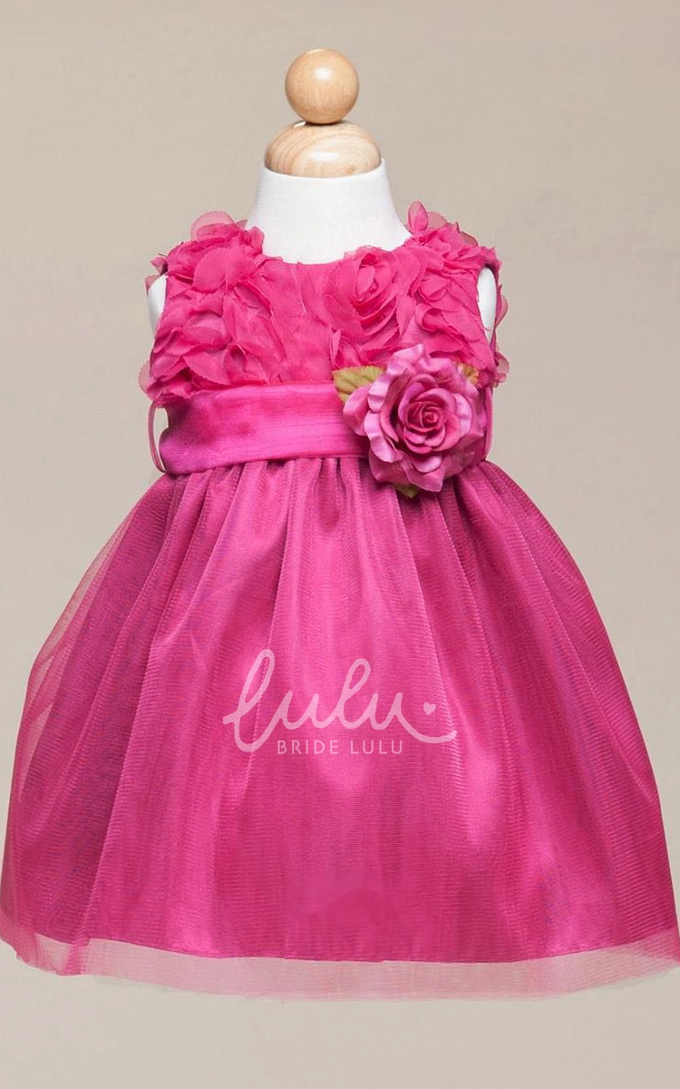 Empire Tiered Tulle Flower Girl Dress Floral Embroidered Elegant