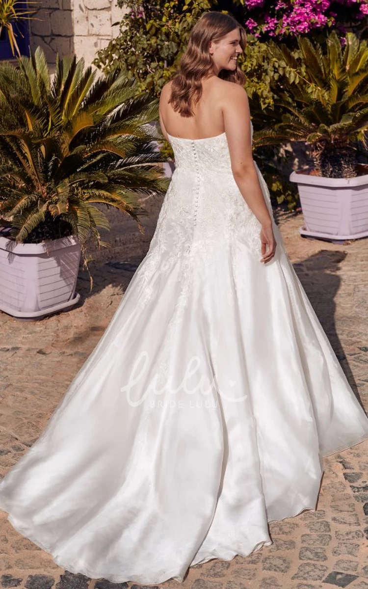 Casual Satin A Line Wedding Dress with Appliques Sweep Train Short Sleeve Bateau