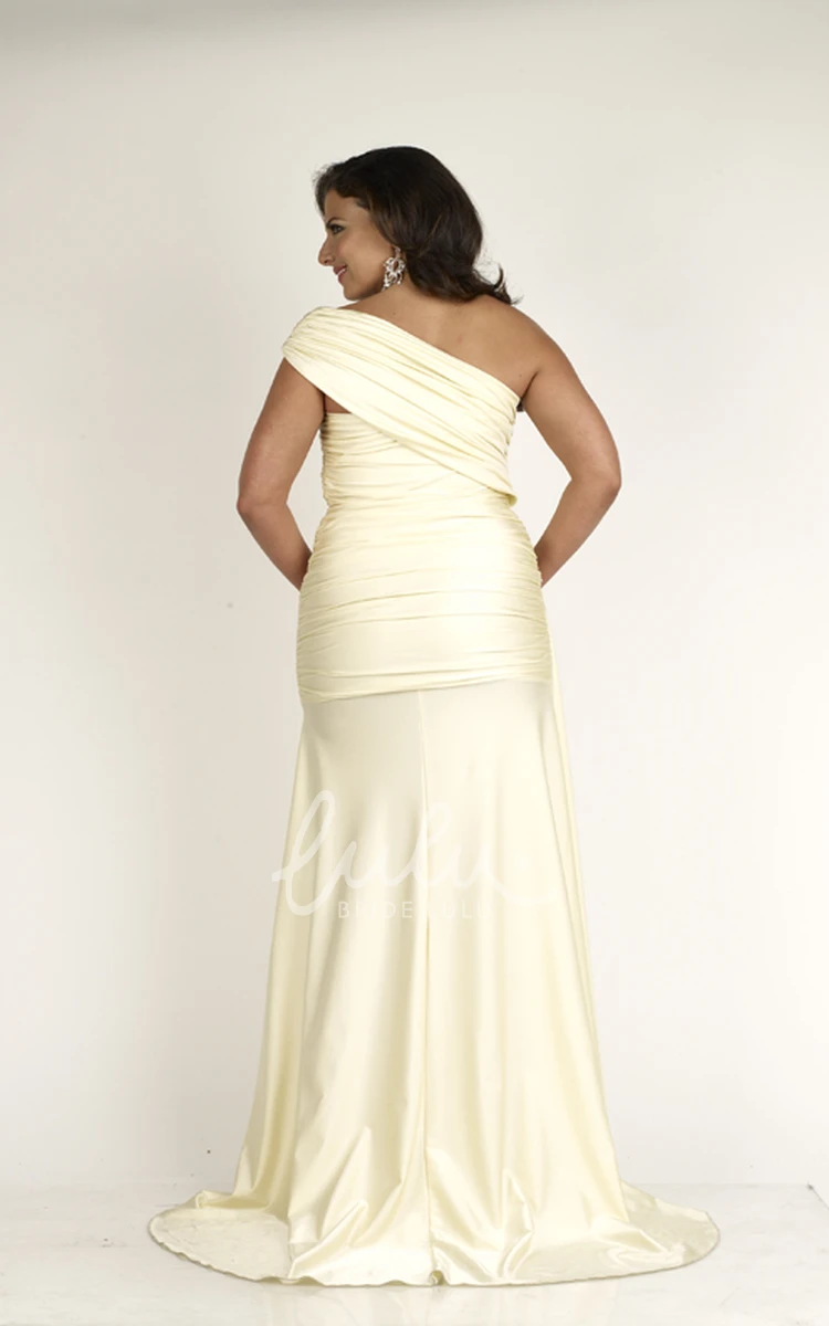 One-Shoulder Jersey Sheath Bridesmaid Dress with Epaulets