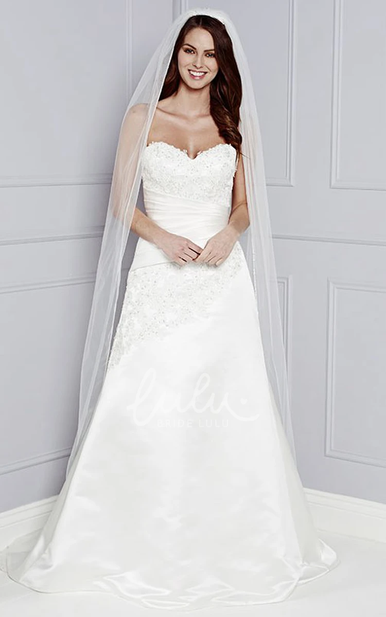 Maxi Beaded Satin A-Line Wedding Dress Sleeveless Sweetheart