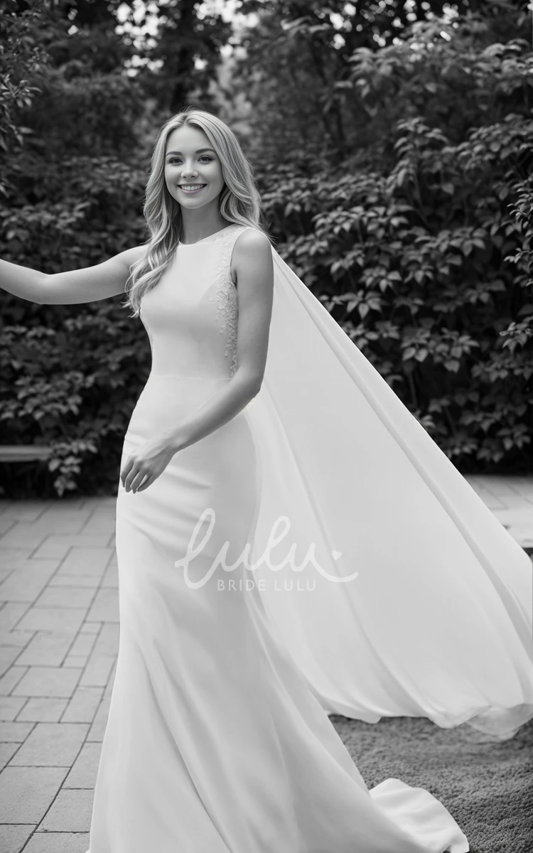 Sexy Minimalist Mermaid Bateau Neckline Wedding Dress Modern Elegant Sleeveless Backless Appliques Beaded Button Back Fit and Flare Bridal Gown