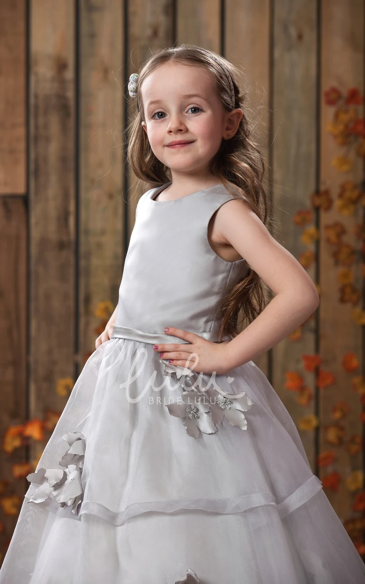 Flower Girl Dress Sleeveless A-Line Floor Length Cute Pleated Wedding Dress