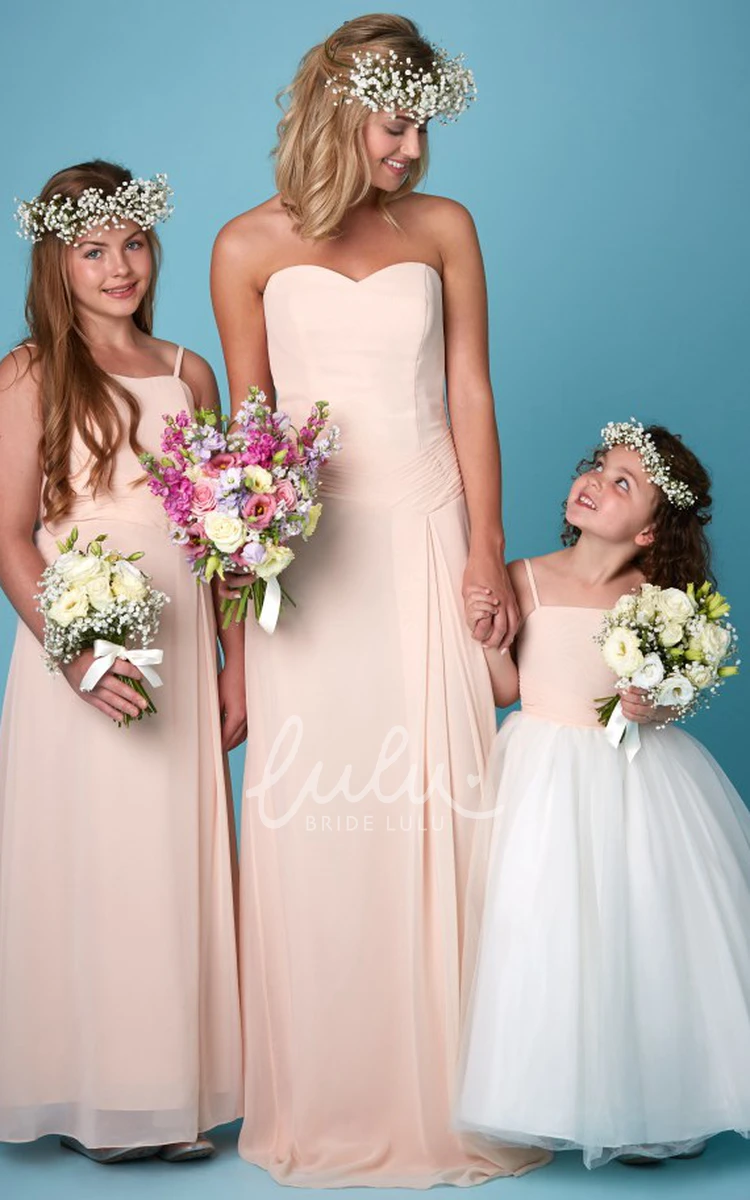 Ruched Chiffon Sleeveless Bridesmaid Dress with Sweetheart Neckline