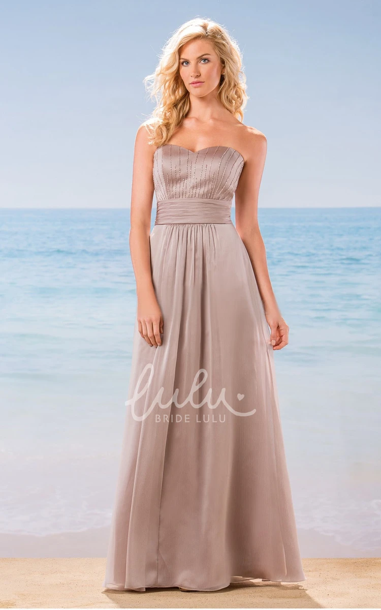 Long Bridesmaid Dress with Beaded Bodice Sweetheart A-Line