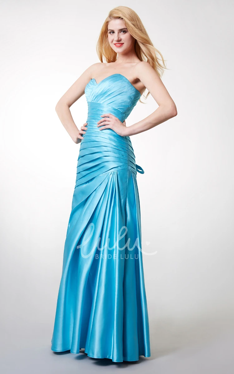 Satin Bridesmaid Dress with Elegant Ruched Design and Lace-up Back