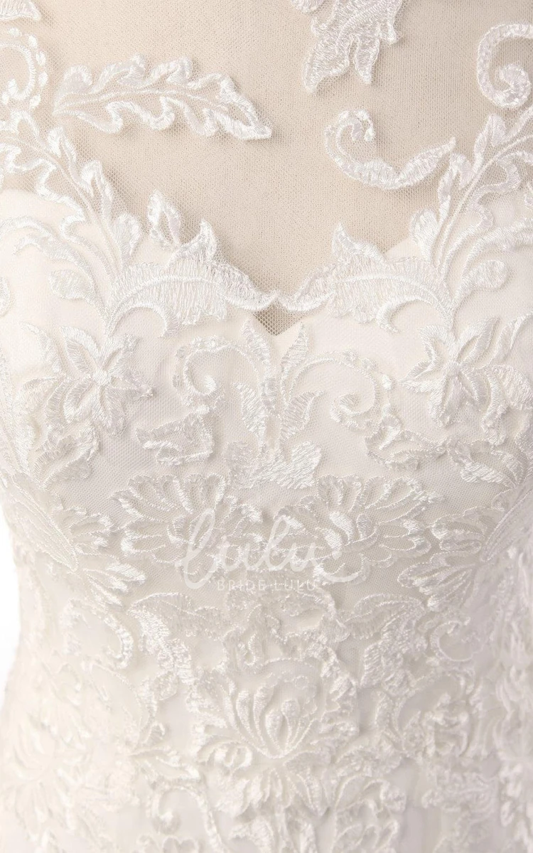 Mermaid Wedding Dress Tulle Lace Appliques Long Sleeve Unique