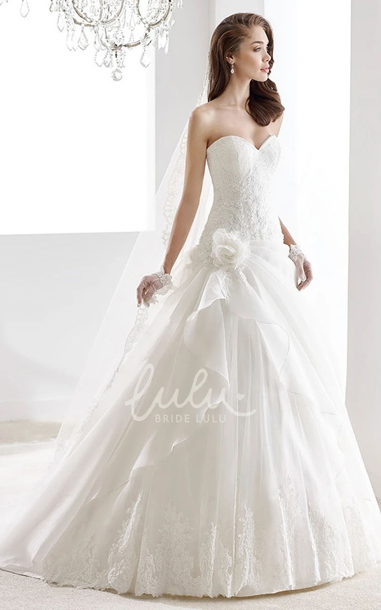 A-Line Lace Wedding Dress with Sweetheart Neckline Illusive Straps and Keyhole Back