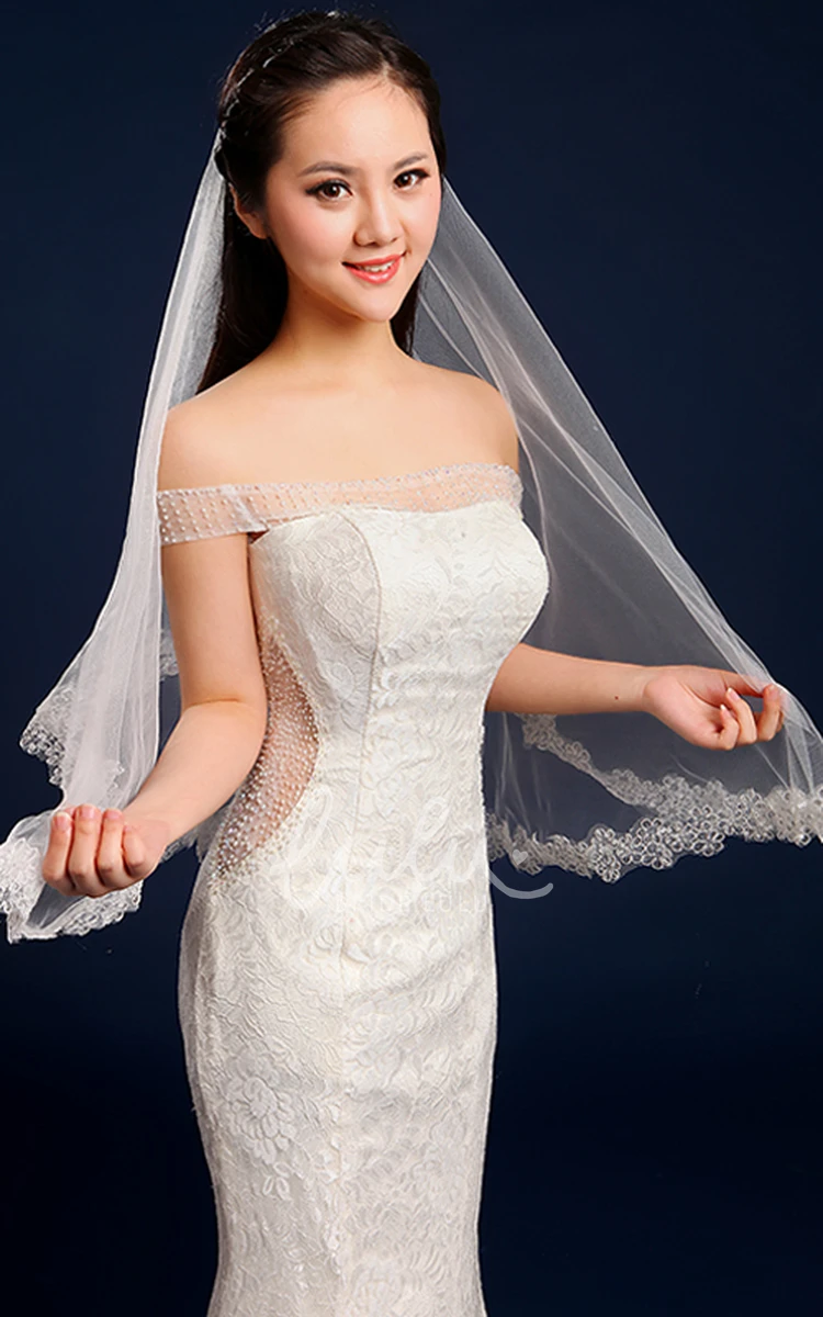 Tulle Lace Edge Wedding Veil Long Length