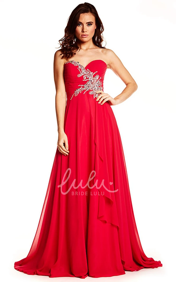 Maxi Sweetheart Beaded Chiffon Prom Dress with Sleeveless Glamour