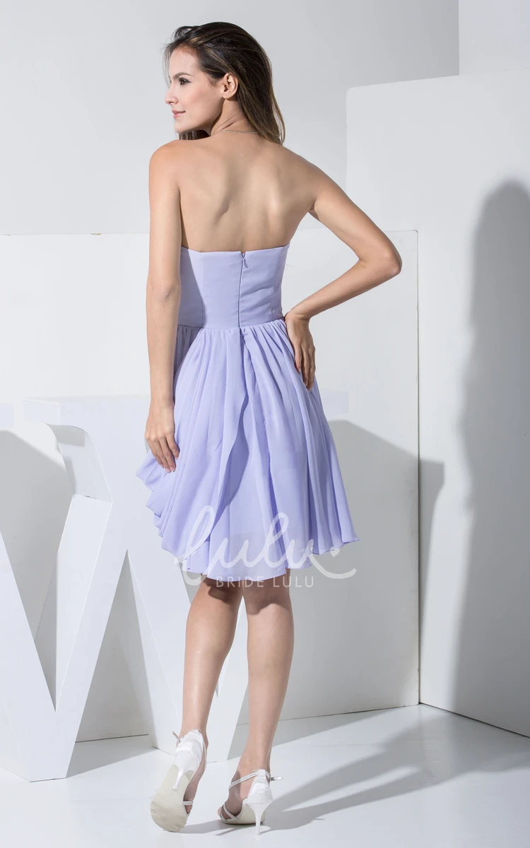 Short Elegant Simple Casual Sweetheart Chiffon Dress with Ruching and Zipper Back