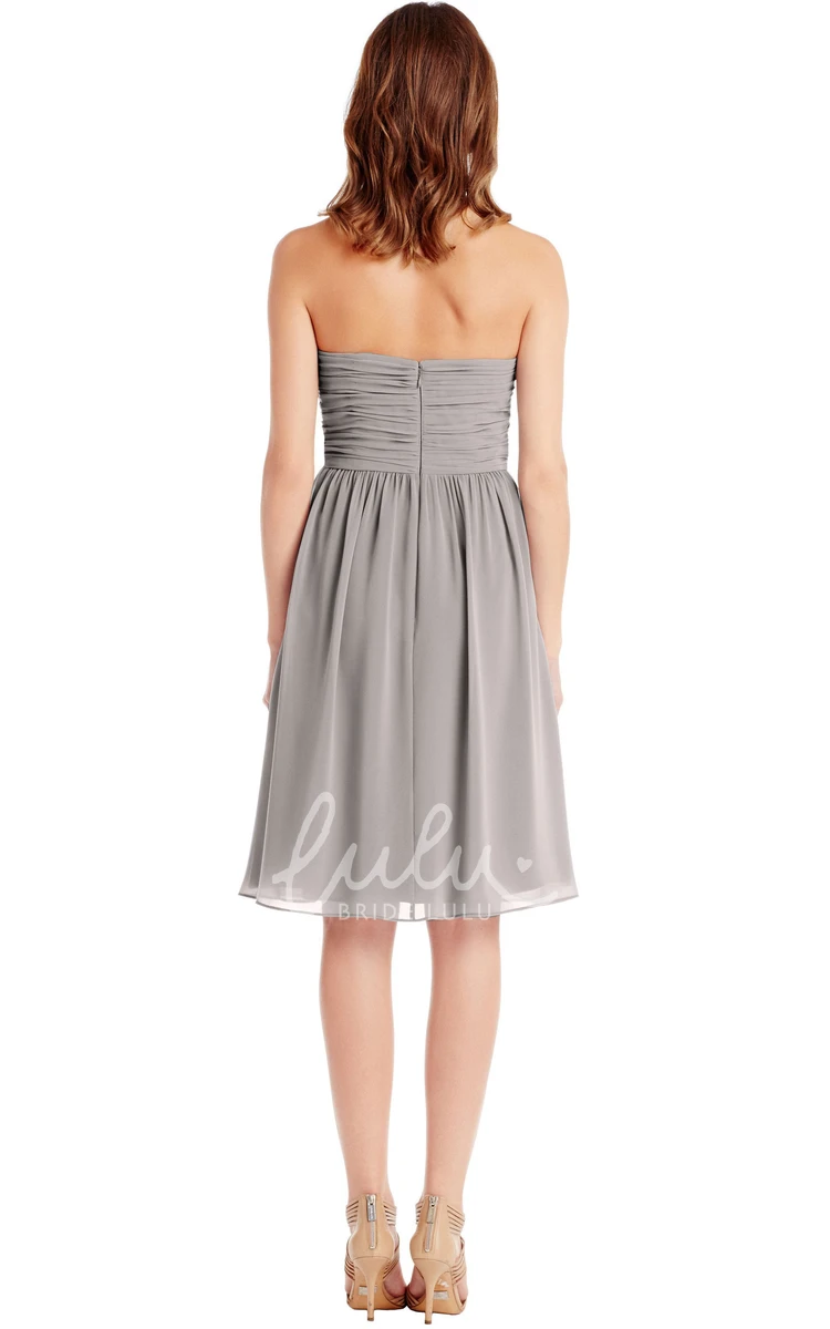 Criss-Cross Sweetheart Sleeveless Chiffon Knee-Length Bridesmaid Dress in Multiple Colors