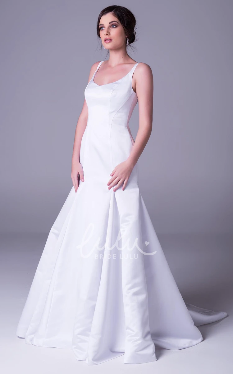 Satin Sleeveless Mermaid Wedding Dress with Straps