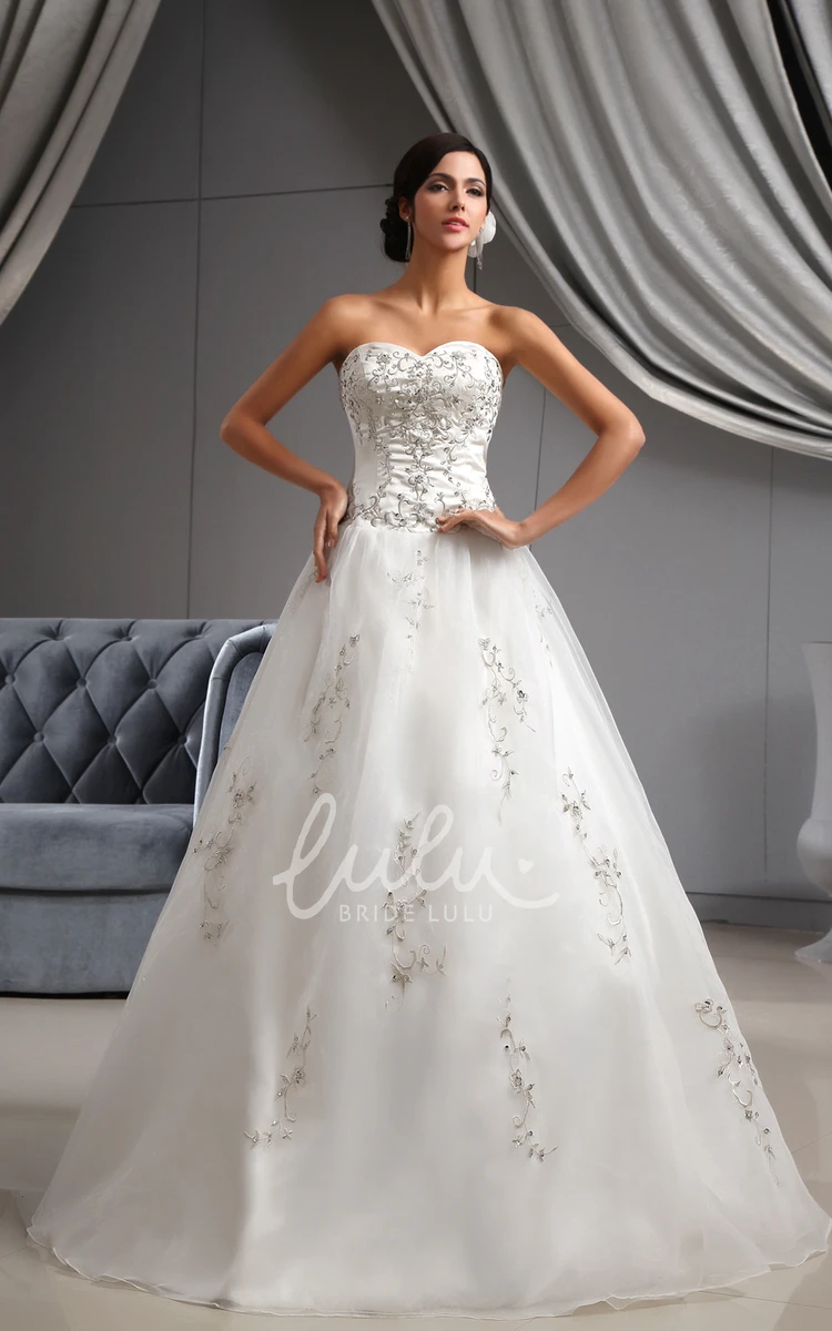 Organza A-Line Wedding Dress with Embroidered Bodice Glamorous and Elegant