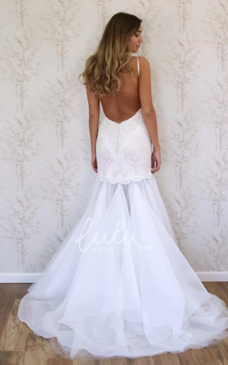 Spaghetti Strap Mermaid Wedding Dress Lace and Tulle for a Romantic Look