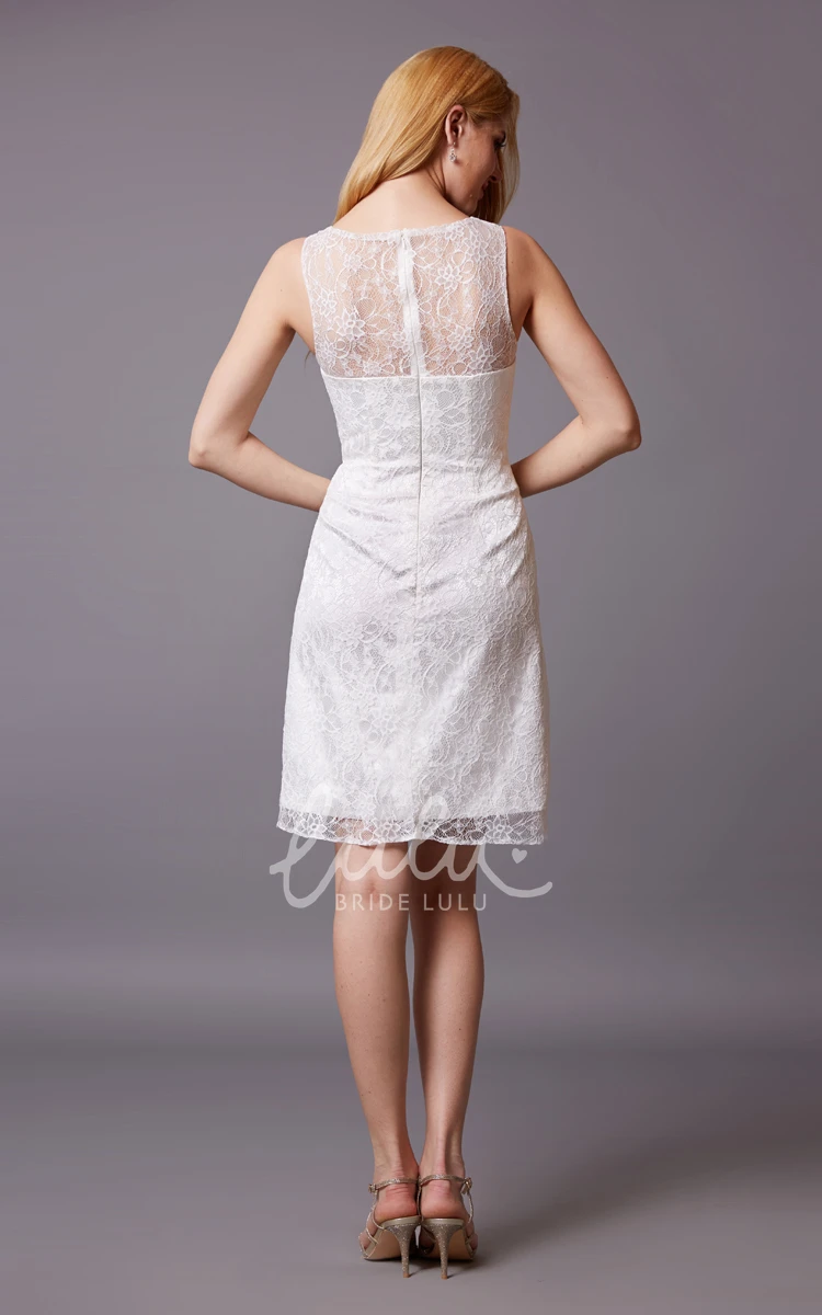 Lace Sheath Sleeveless Bridesmaid Dress with Bateau Neckline